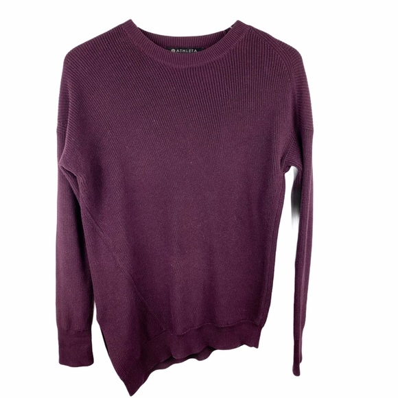 ATHLETA Purple Rest Day Asymmetrical Silk Blend Sweater XXS - Picture 2 of 7